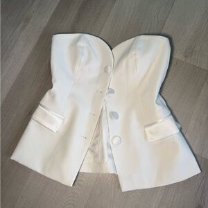 Zara white strapless button top